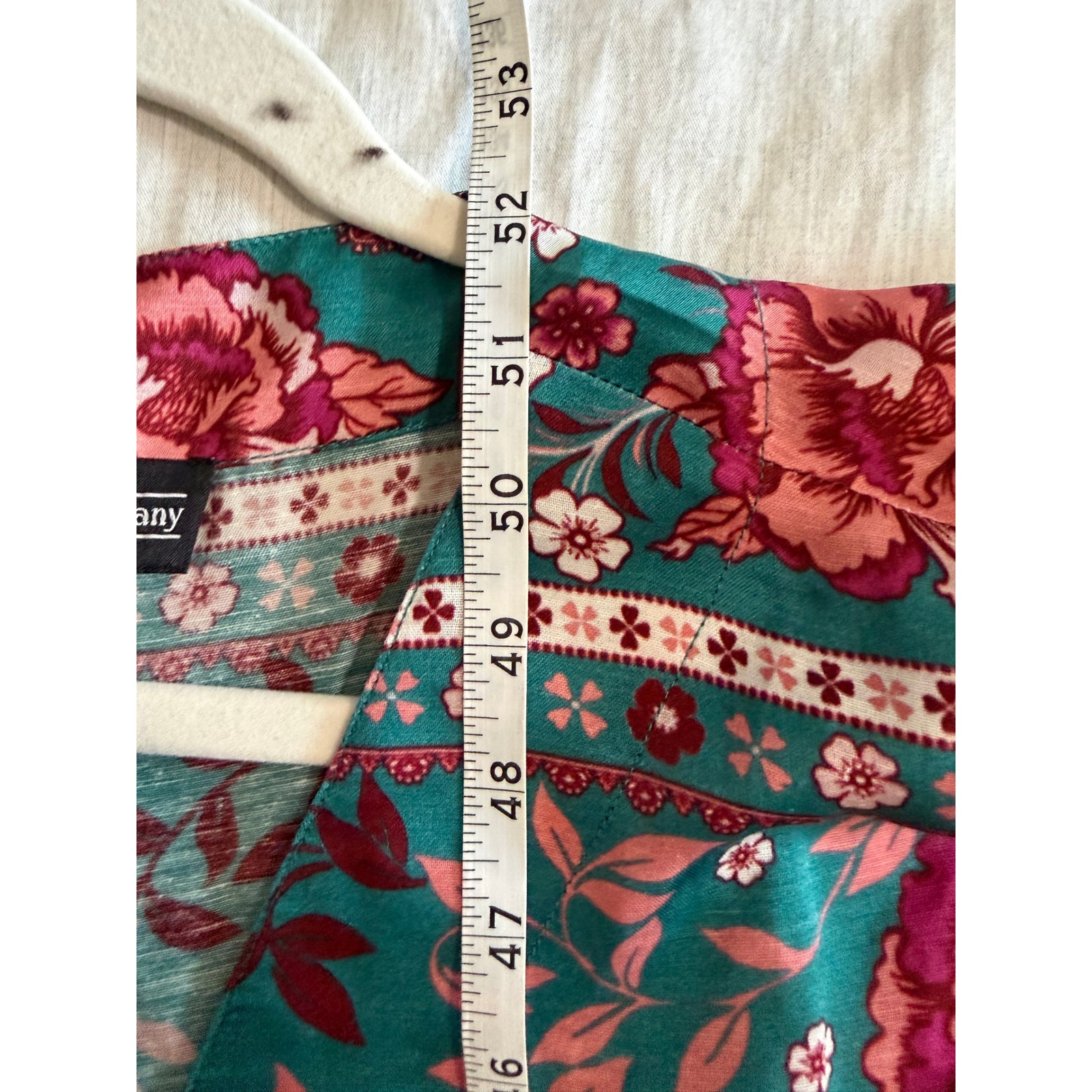 The J. Peterman Company Kaftan Dress Women L Boho Linen Floral Cap Sleeve — image 8 of 8
